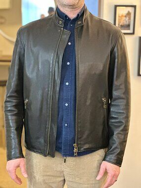 $1000 Men's Black Roots Leather Jacket SML
